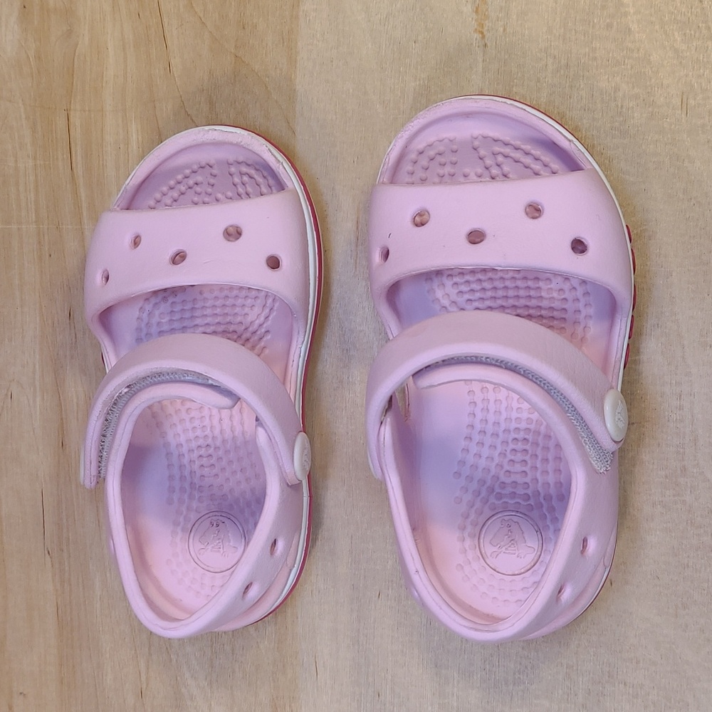 Crocs Pink White Infant Toddler Sandals - Picture 2 of 9